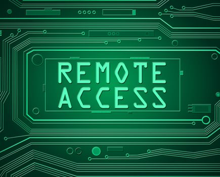 Abstract style illustration depicting printed circuit board components with remote access concept.