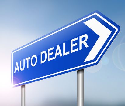 Illustration depicting a sign with an auto dealers concept.
