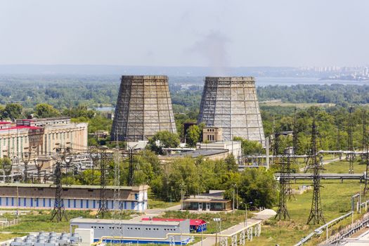 Landscape with big refinery complex at daylight