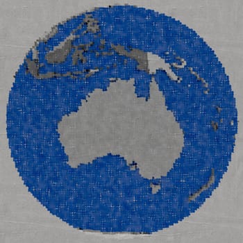 Drawing of Australia on globe, dotted illustration