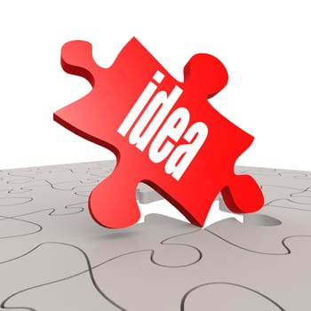 Idea word with puzzle background image with hi-res rendered artwork that could be used for any graphic design.