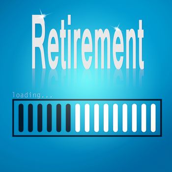 Retirement blue loading bar image with hi-res rendered artwork that could be used for any graphic design.