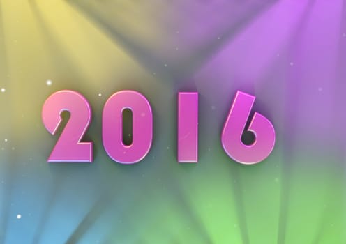 New year date 2016 with colourful lighting