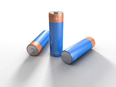 blue AA batteries on white