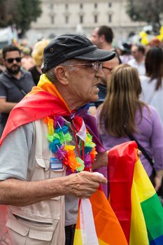 ROME, ITALY - JUNE 13, 2015: Rome hosts a popular Pride celebration - Rome Gay Pride on June 13, 2015.  Rome Gay Pride parade takes place on this day, drawing thousands of spectators and participants 