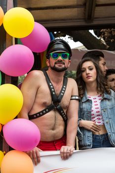 ROME, ITALY - JUNE 13, 2015: Rome hosts a popular Pride celebration - Rome Gay Pride on June 13, 2015.  Rome Gay Pride parade takes place on this day, drawing thousands of spectators and participants 