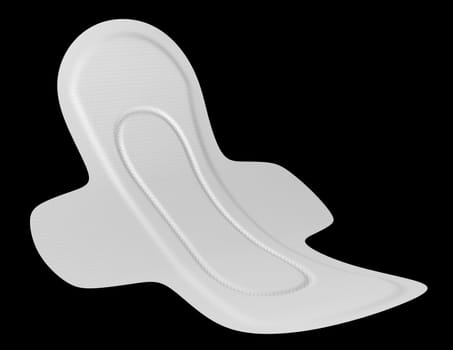 a 3D render a sanitory pad or panty-liner for woman on black background