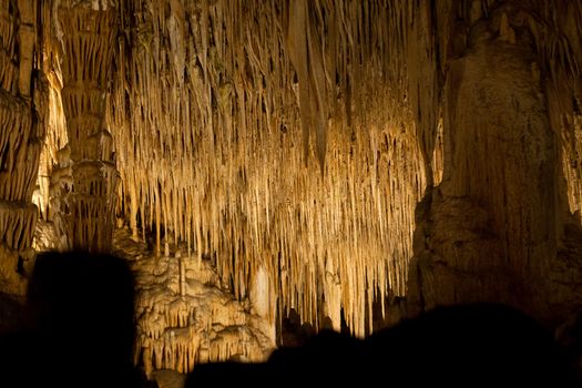 Caves of Drach with many stalagmites and stalactites. Majorca, Spain 