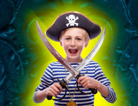 Little pirate boy with cutlass
