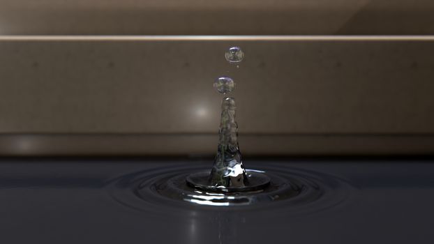 A single water droplet on still water