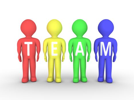 People are painted with different color and form the word TEAM