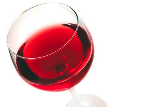 red wine in the glass isolated on white background with space for text