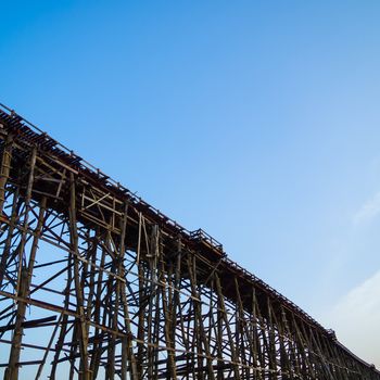 old long wooden bridge at Sangklaburi,Kanchanaburi province, Thailand