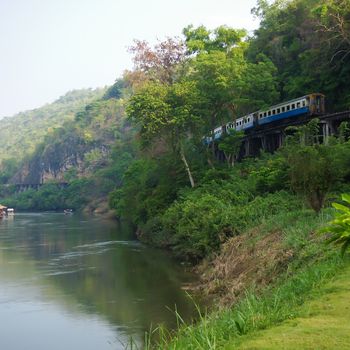 Kanchanaburi, Thailand - March 6, 2011 : River Kwai, and death Railway and Bridge of Death was built by the Empire of Japan, the second World War in Kanchanaburi, Thailand