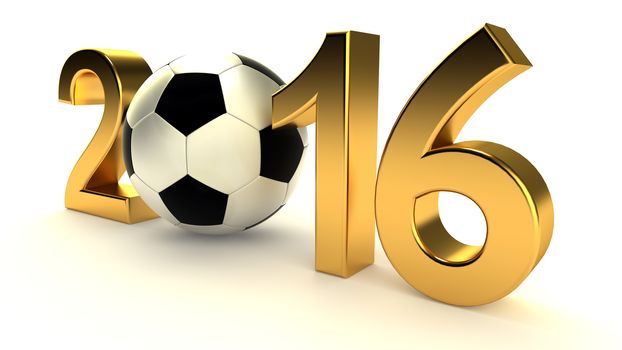 Year 2016 and soccer ball on the white background