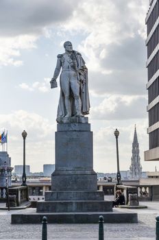 Brussels, Belgium - May 12, 2015: Augstin-Daniel Belliard, statue by Willem Geefs in Brussels, Belgium. Augustin Daniel Belliard was a French general. Belliard became an officer between 1792 and 1793 under Dumouriez in Belgium.