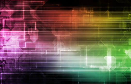 Science Background With Glowing Techno Lines Art