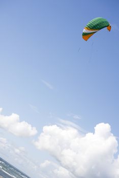 kite boarders kite in lovely sky in ballybunion county kerry ireland