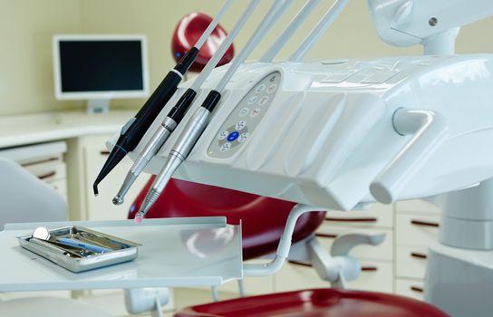 Closeup of a modern dentist tools, shalow dof