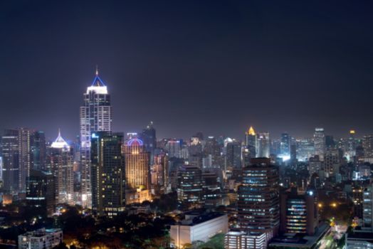 Defocus Bangkok city night view, Thailand