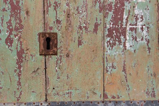 Close up of rustic old door in Sicily, Acireale, Catania