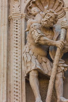 Acireale (Sicily, Italy): Historic center San Sebastinao Church baroque architecture - statue