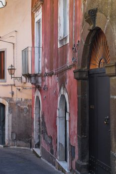 The old streets of acireale, catania, sicily.