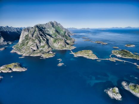 Beautiful aerial view of Lofoten islands in Norway