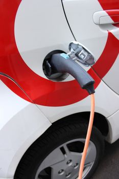 Battery charging of Electric Car in Lyon, France