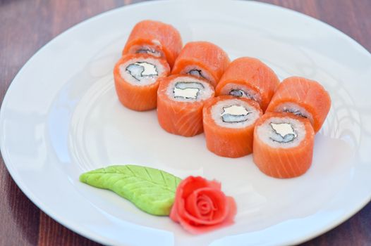 Salmon roll sushi tasty food