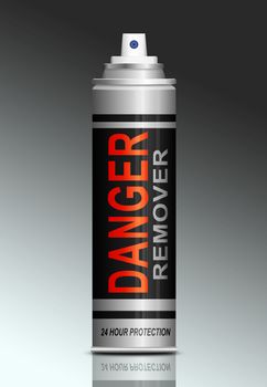 Illustration depicting an aerosol can with a danger remover concept.