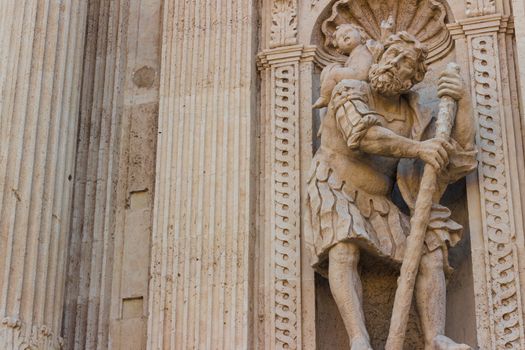 Acireale (Sicily, Italy): Historic center San Sebastinao Church baroque architecture - statue