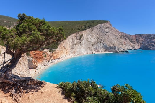 Greece, Ionian Islands, cliff and Porto Katsiki Beach