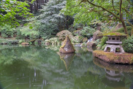 Stone Lantern by the Pond at Portland Japanese Garden