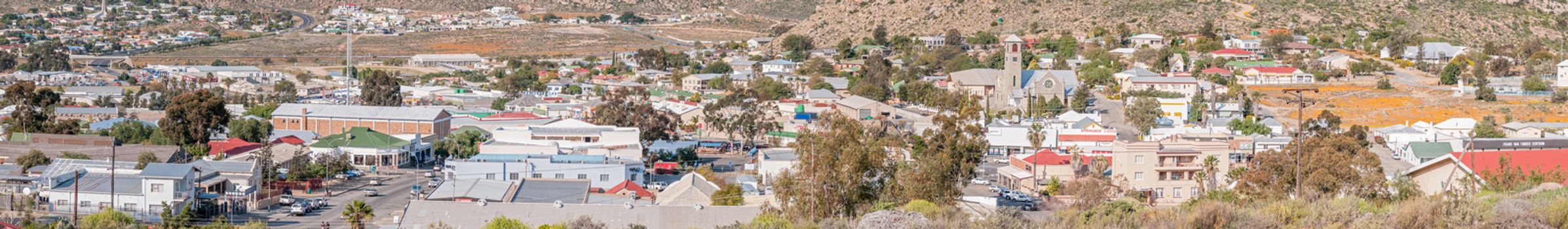 SPRINGBOK, SOUTH AFRICA - AUGUST 17, 2015: Panorama of Springbok, the largest town in the Northern Cape Namaqualand region