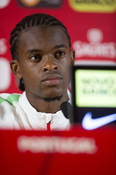 PORTUGAL, Braga: Portugal's Nelson Semedo fielded media questions in Braga on October 6, 2015, ahead of their Euro 2016 qualifiers. Portugal face Denmark on October 8 and Serbia on October 11. 