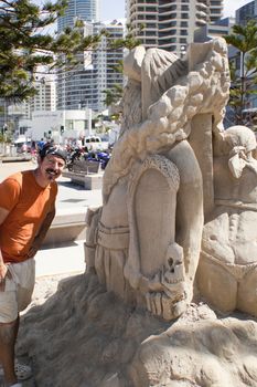 SURFERS PARADISE QLD - FEBRUARY, 11: Mr. Tutti Bonacci participates "Pirates in Paradise" Sculptor Championship on February 11, 2012 in Surfers Paradise QLD Australia.