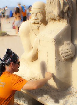 SURFERS PARADISE QLD - FEBRUARY, 11: Mr. Tutti Bonacci participates "Pirates in Paradise" Sculptor Championship on February 11, 2012 in Surfers Paradise QLD Australia.