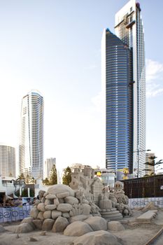 SURFERS PARADISE - FEBRUARY, 11: Unidentified Sculptor(s) creation on Pirates in Paradise Australian Sculptor Championship on February 11, 2012 in Surfers Paradise