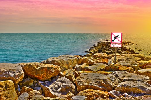 Breakwater Protecting the Beaches of the French Riviera