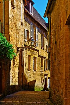 Deserted Street of the French City of Sarlat