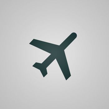 Flat plane / aircraft web icon / sign - isolated on grey background