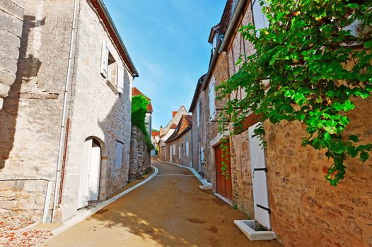 Deserted Street of the French City in Lemousin