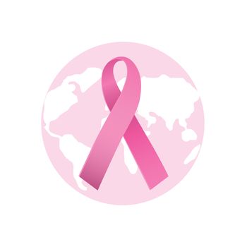 Breast cancer awareness message against pink earth for breast cancer