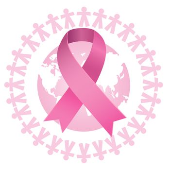 Breast cancer awareness message against pink earth for breast cancer