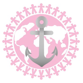 anchor against pink earth for breast cancer