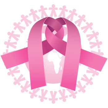 Breast cancer awareness message against pink earth for breast cancer