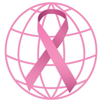 Breast cancer awareness message against pink earth for breast cancer