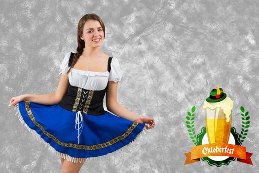 Oktoberfest girl spreading her skirt against oktoberfest graphics