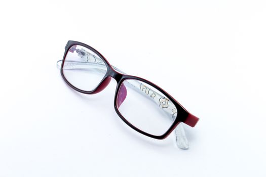 Black glasses to improve eyesight isolated on white background, object isolate